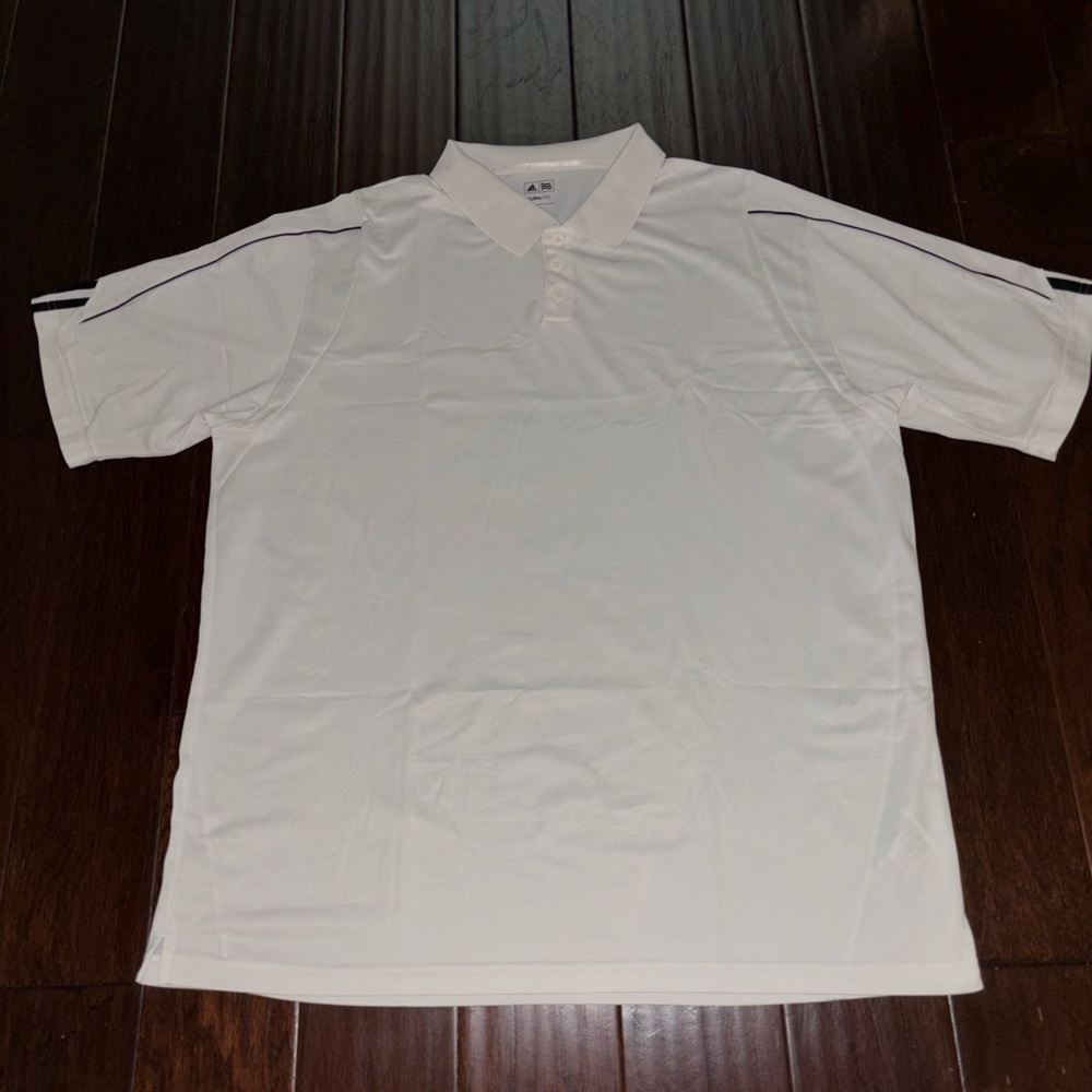 Adidas White Polo Shirt with Black Stripes NWOT